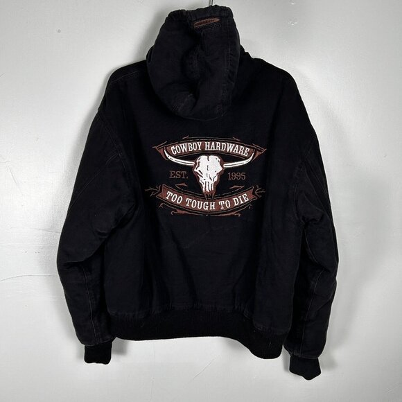 Cowboy Hardware Jacket Mens Medium Black Western Ranching Insulated Full Zip - Picture 1 of 7